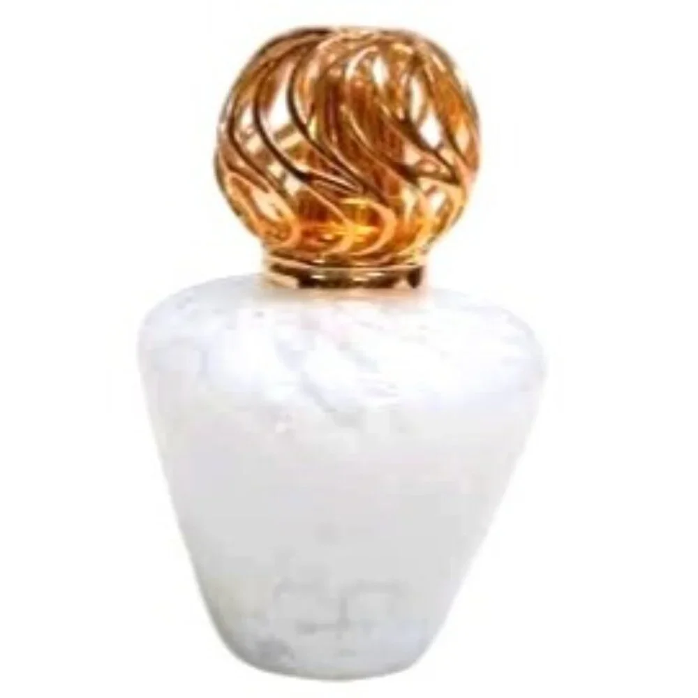 Hand Blown Art Glass White Splatter Essential Oil Diffuser Burner 6 1/2 inches